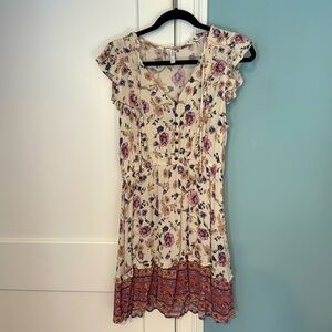 Off white floral dress with tassels